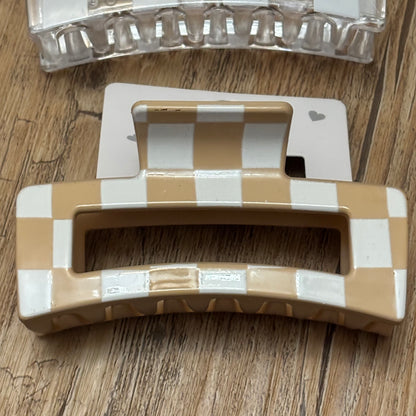 Checkered Hair Claw Clip 3”