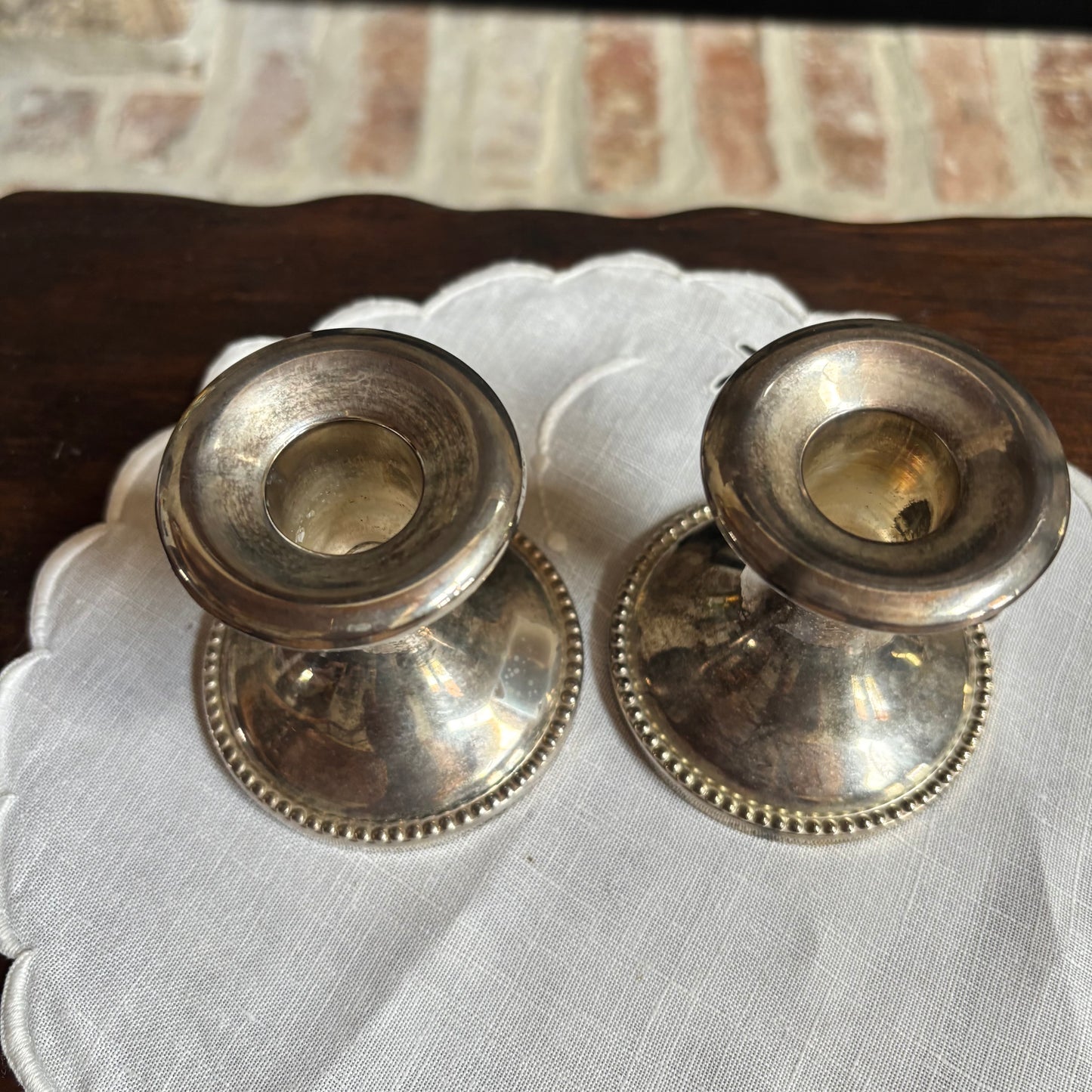 Pair of Silver Plate Tapered Candlesticks