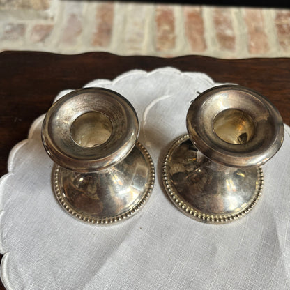 Pair of Silver Plate Tapered Candlesticks