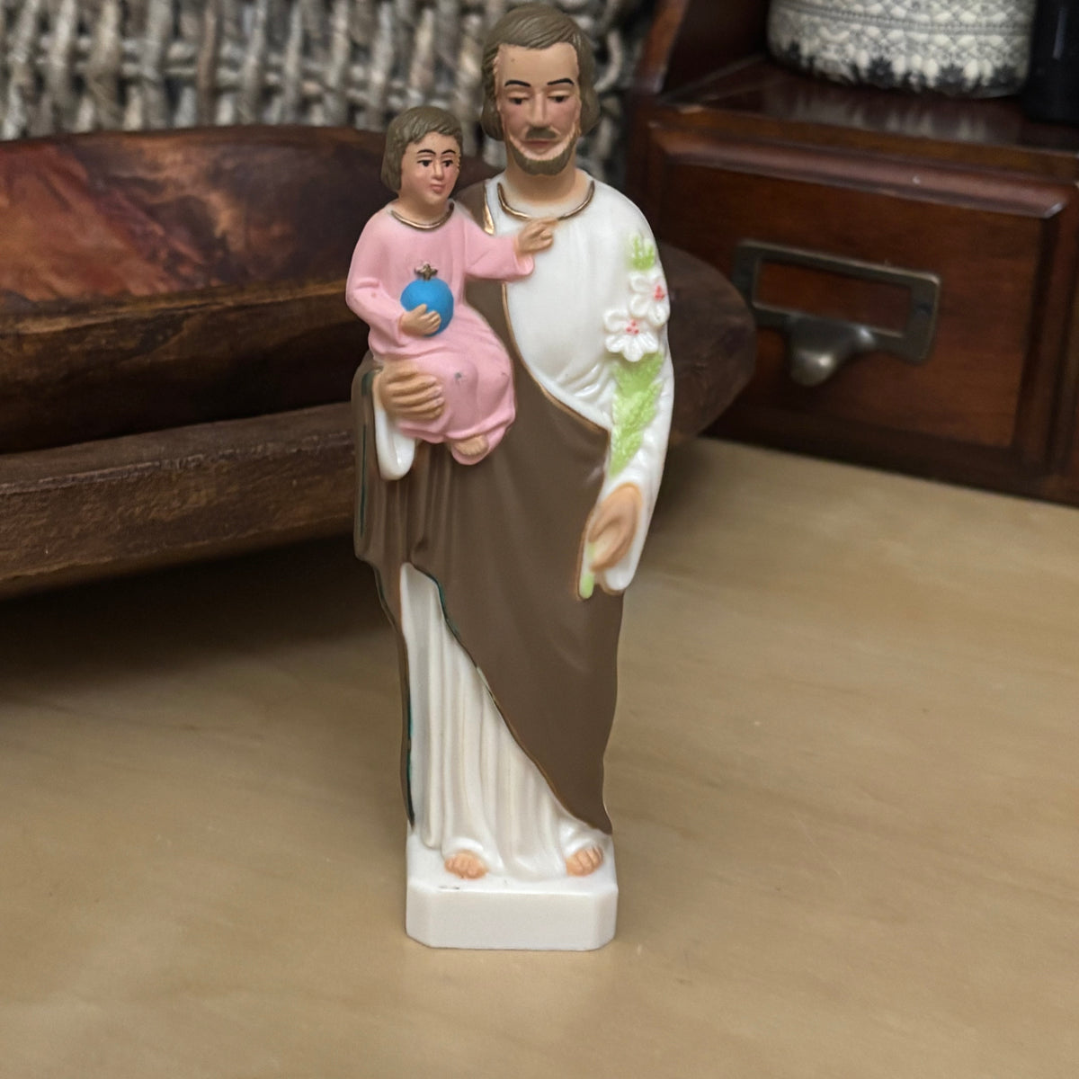 Vintage Saint Joseph holding Baby Jesus