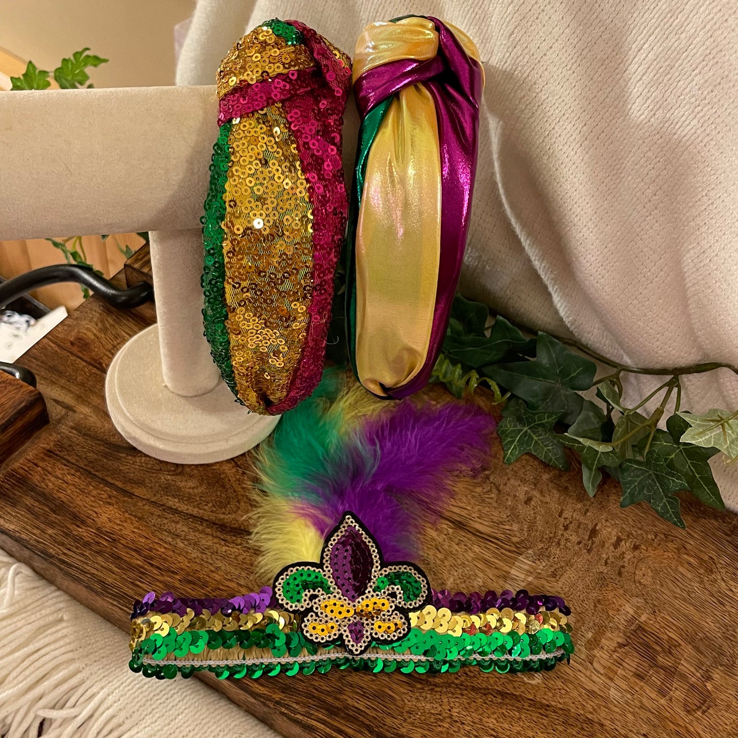 Mardi Gras Top Knot Headband