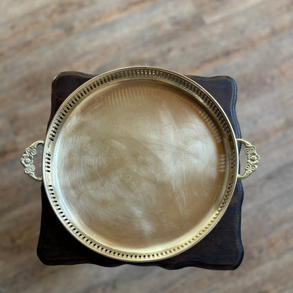 Brass Tray with Floral Embossed Handles