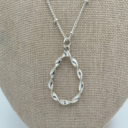 Silver Short Necklace with Teardrop Pendant