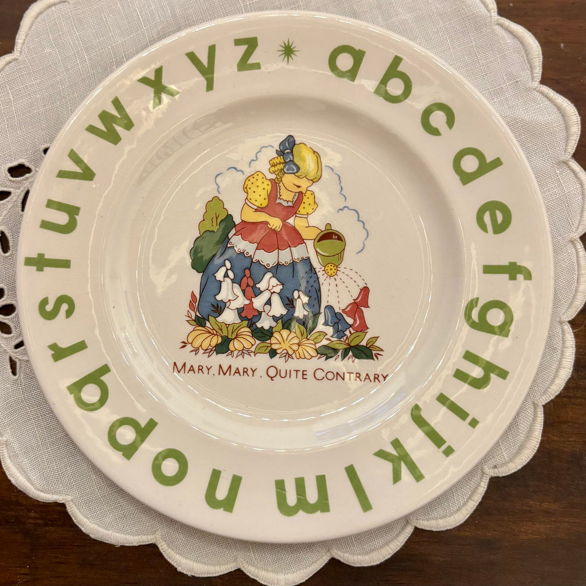 Vintage Glo-stone 3pc Set Alphabet Nursery Rhyme