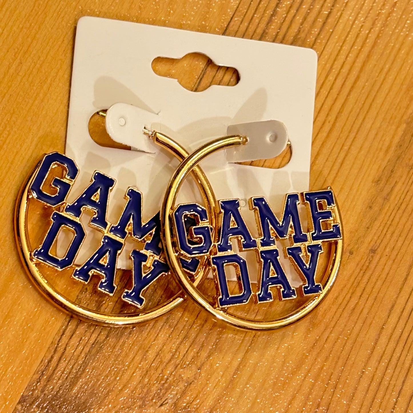 GameDay: Navy Blue Foam Finger Post Style Hoop Drop Earrings or Game Day Hoops