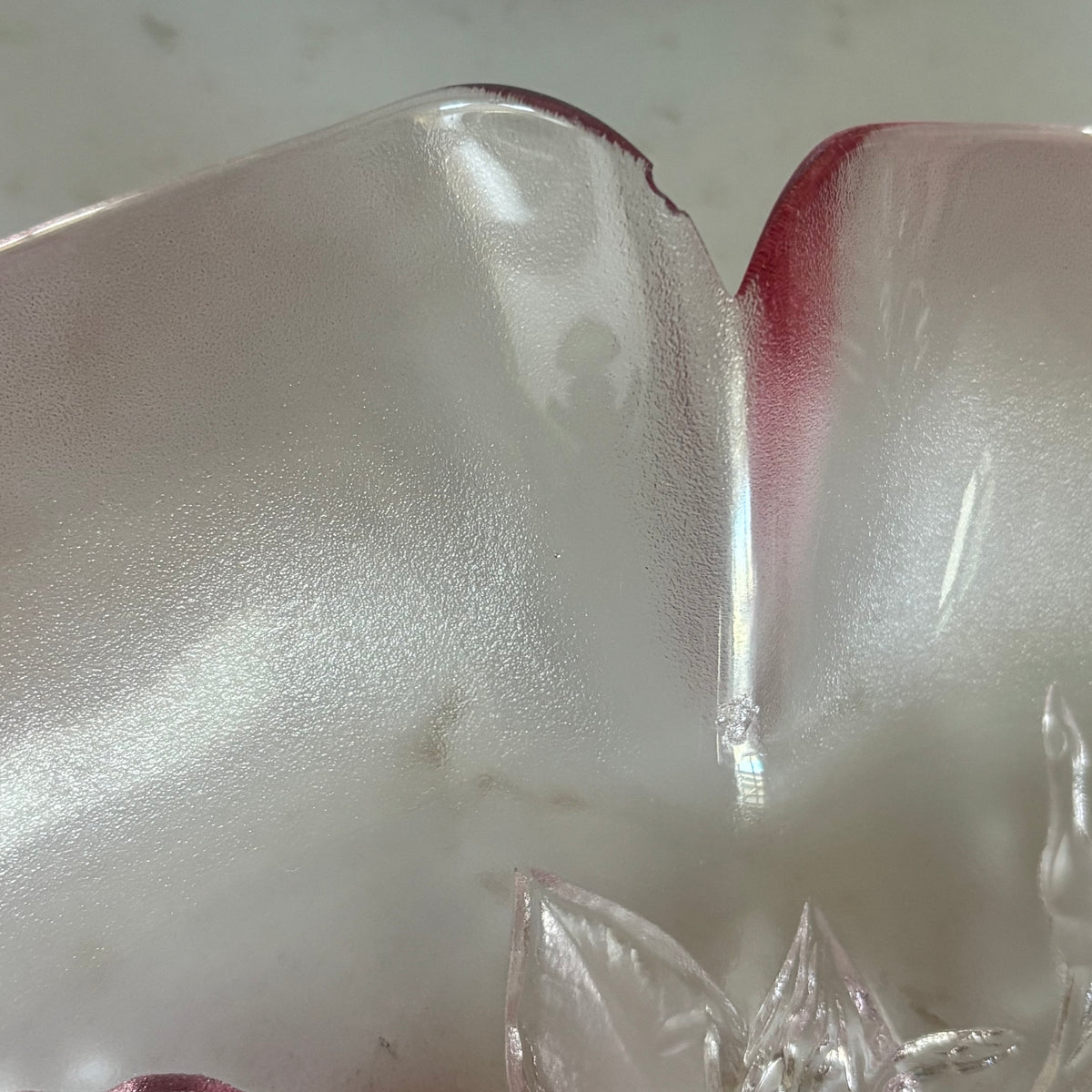 Vintage Mikasa Pink Rosella Walther Crystal 12.5” round platter/tray