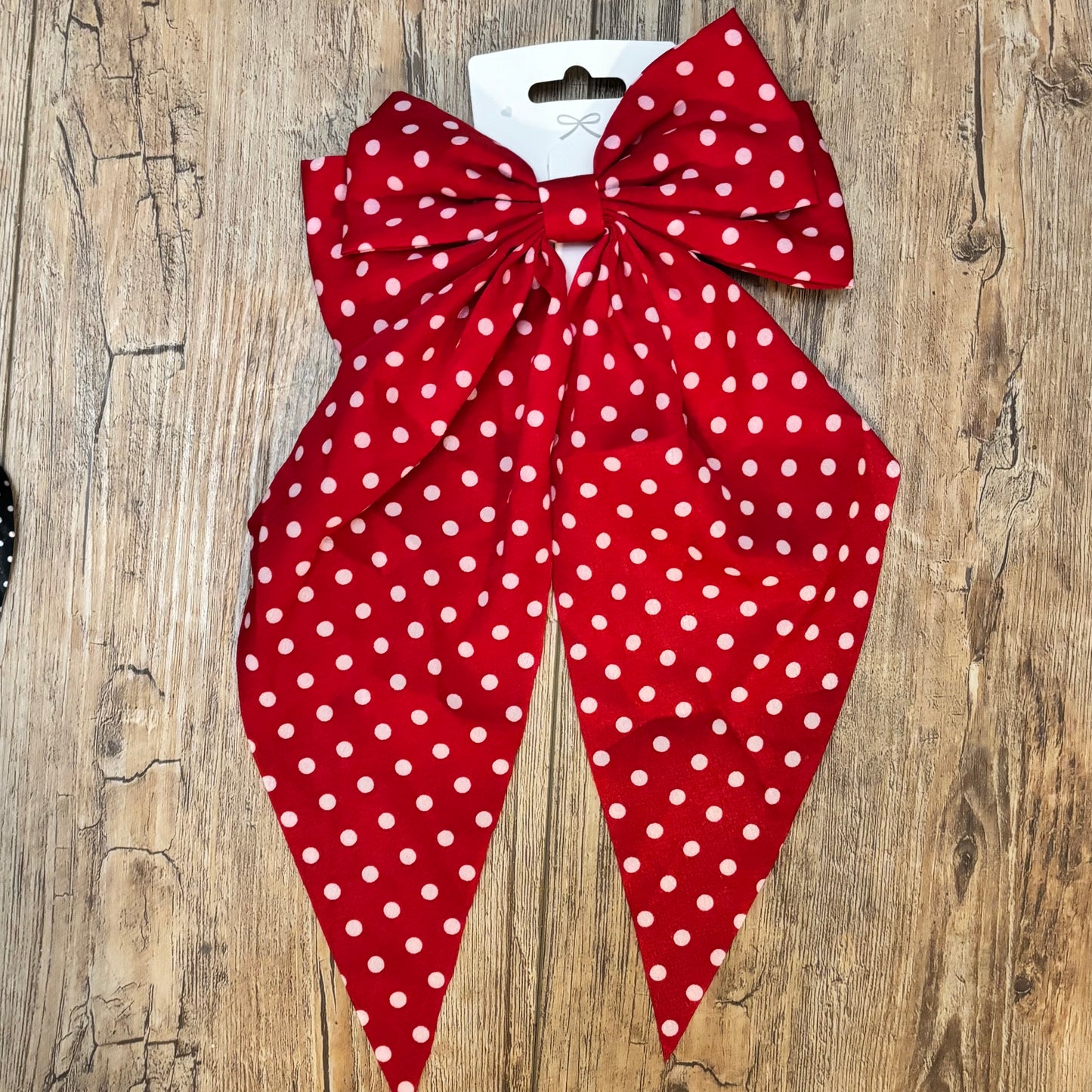 Polka Dot Large Hair Bow • White • Black • Red