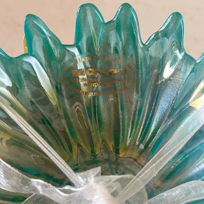Akcam Turkish Glass Dessert Bowls Set of 4 Pastel Blue Orange Yellow Pink • NEW but Vintage