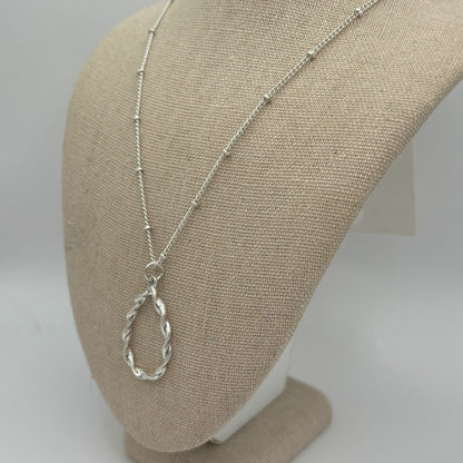 Silver Short Necklace with Teardrop Pendant