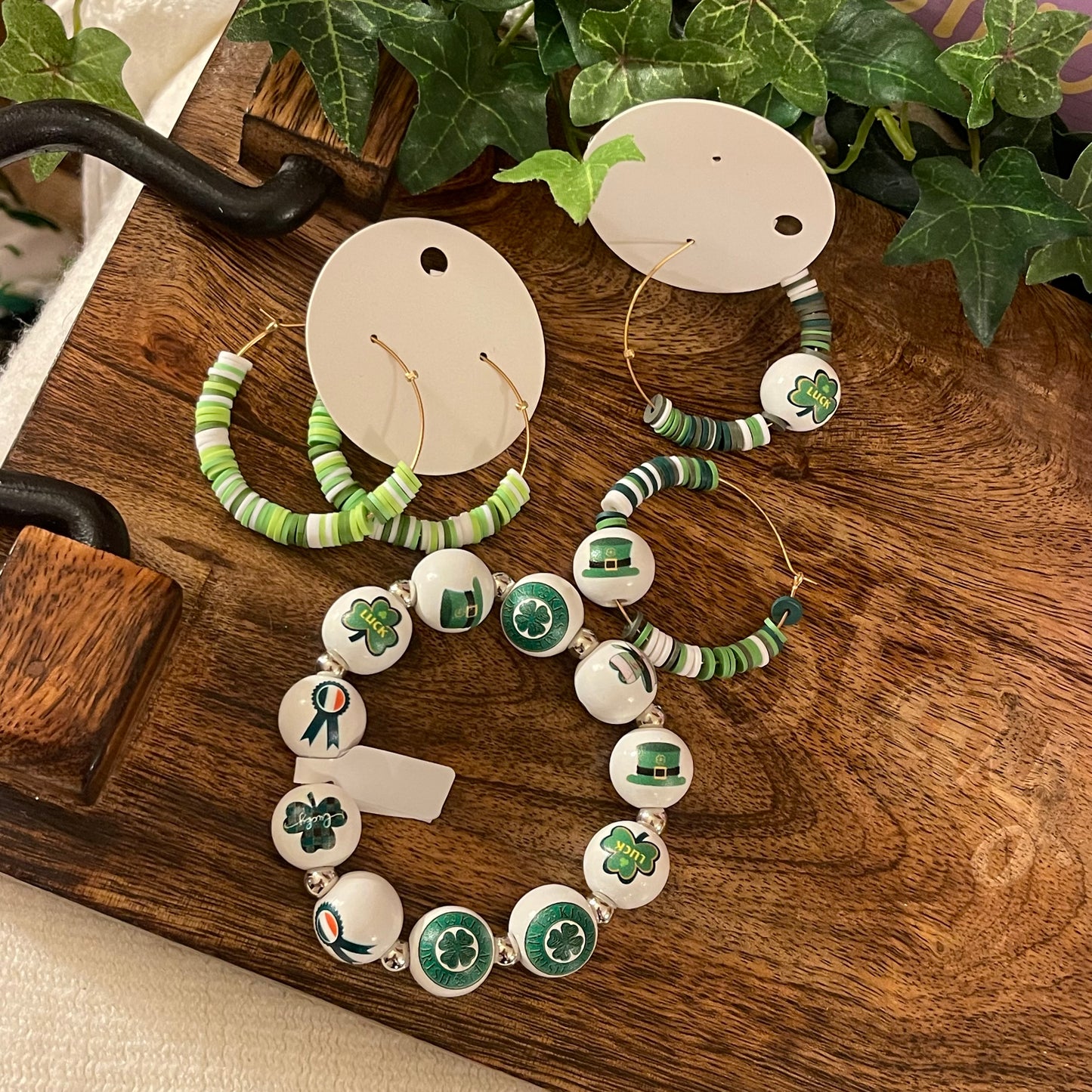 St. Patrick’s Day: Green Heishi Bead Earrings