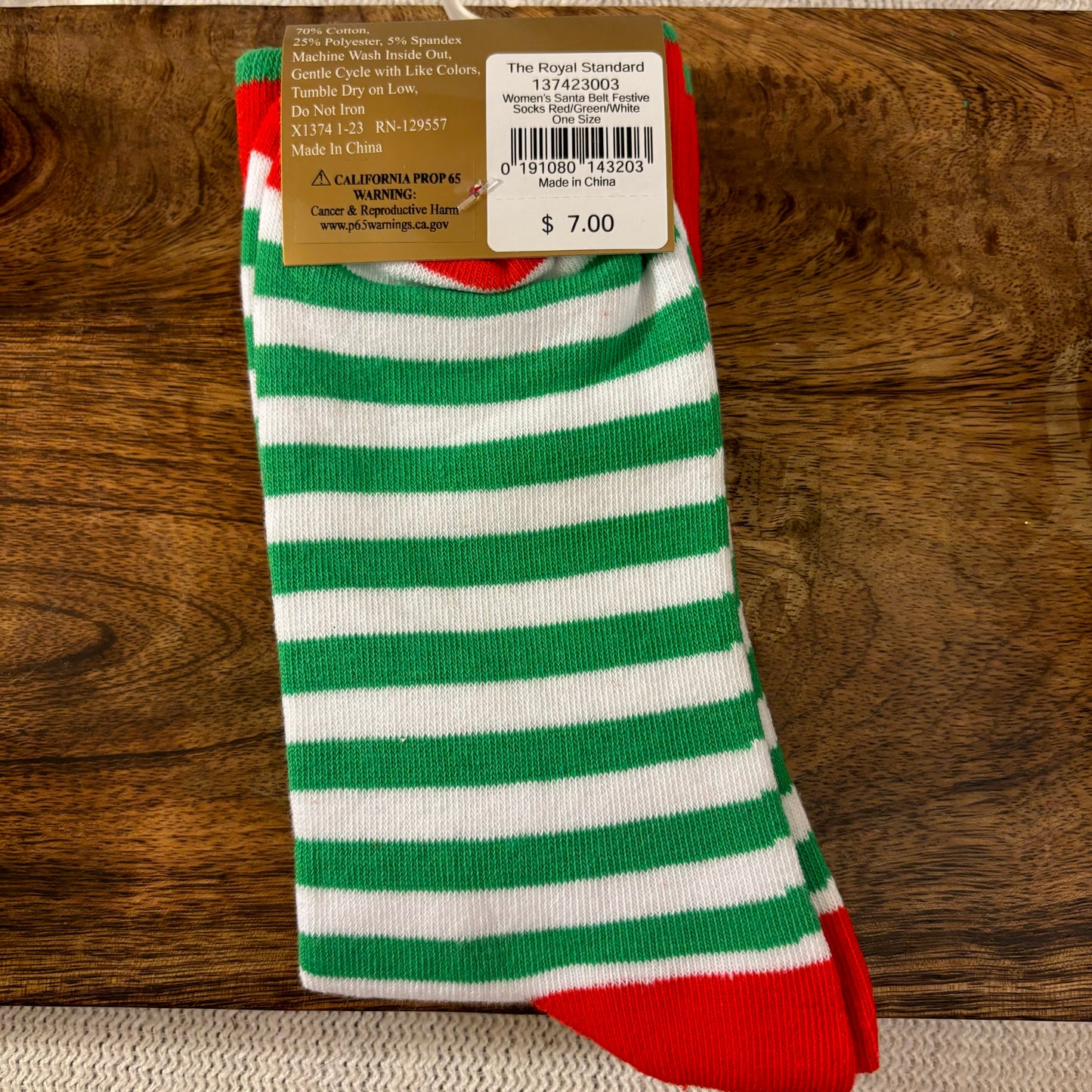 Women's Santa Belt Festive Socks Red/Green/White   One Size