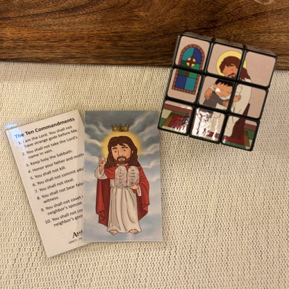 Reconciliation Puzzle Cube and Mini Saints Ten Commandments Card Set