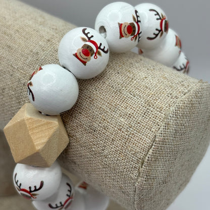 Christmas Wooden Beads Chunky Key Ring