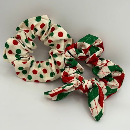 Christmas Scrunches Plaid & Polka Dot Set of 2