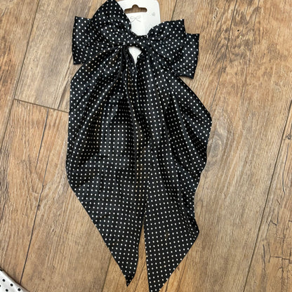 Polka Dot Large Hair Bow • White • Black • Red