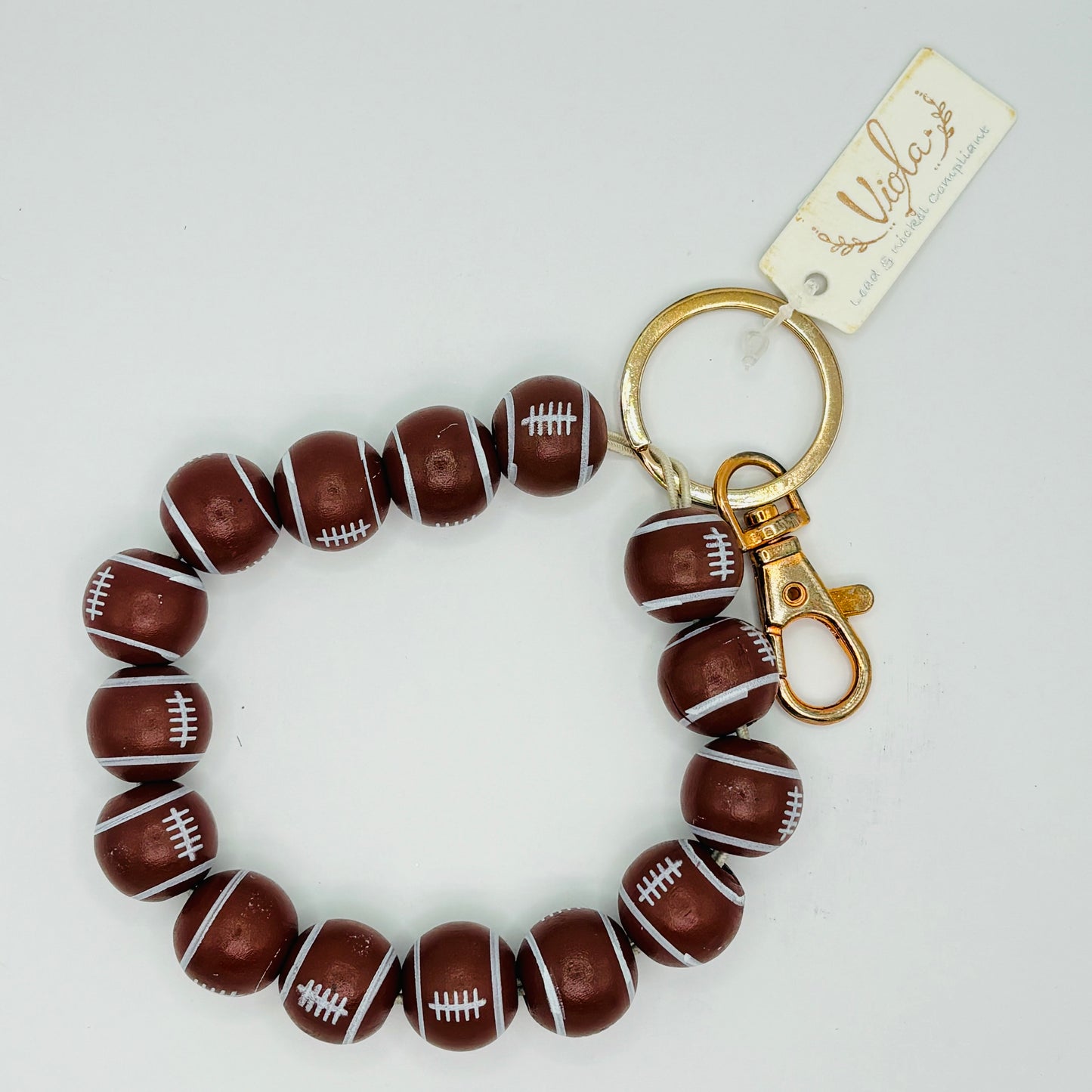 Football Beaded Bracelet Keychain