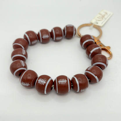 Football Beaded Bracelet Keychain