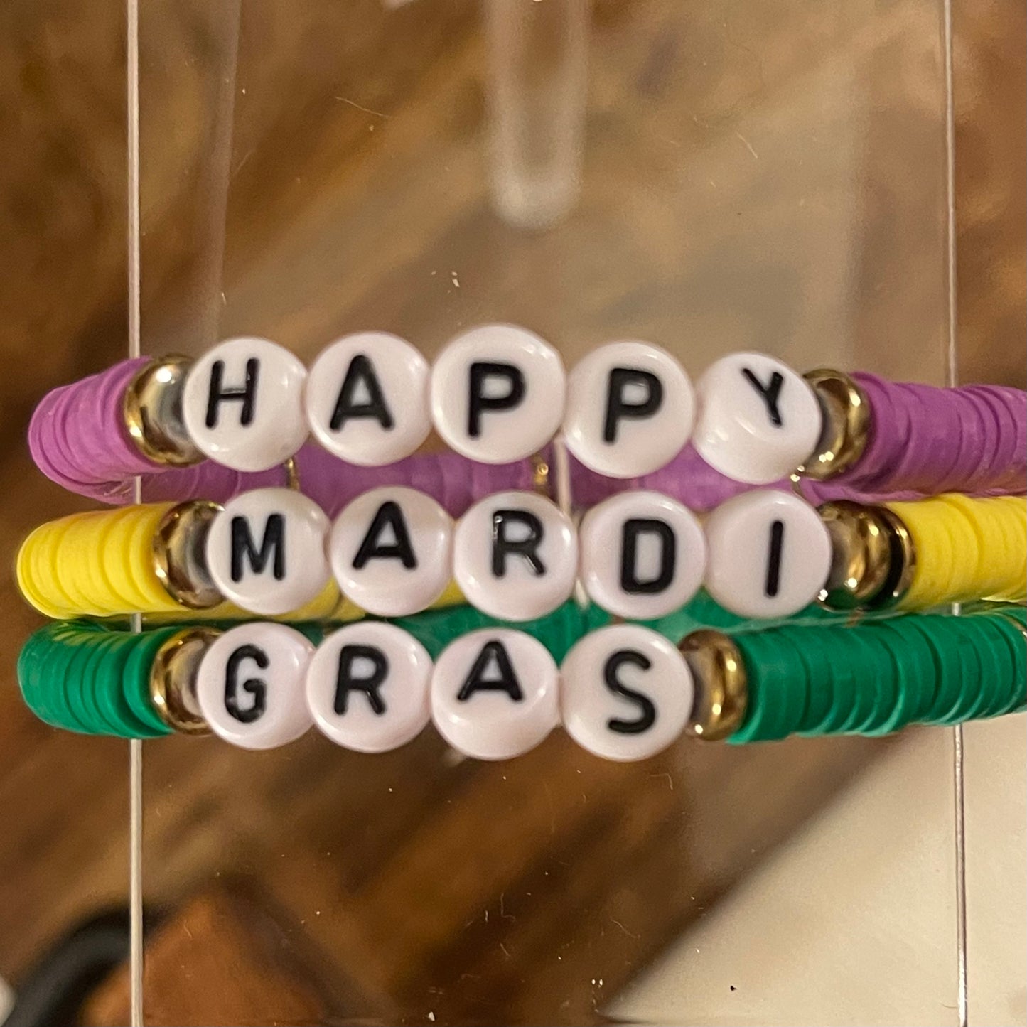 Mardi Gras: Heishi Bead Stretch Bracelet Set