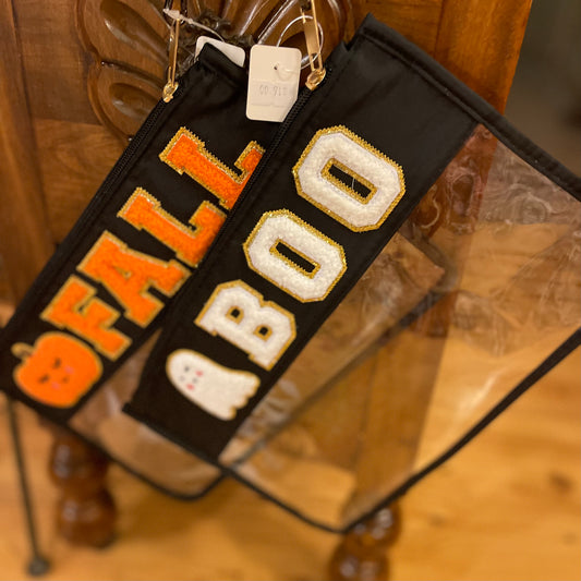 Halloween Spooky Stadium Bags: Clear Clutch Wristlet Bag