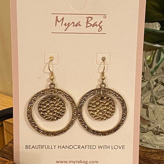 Myra Bag Hammered Matte Gold Dangle Earrings