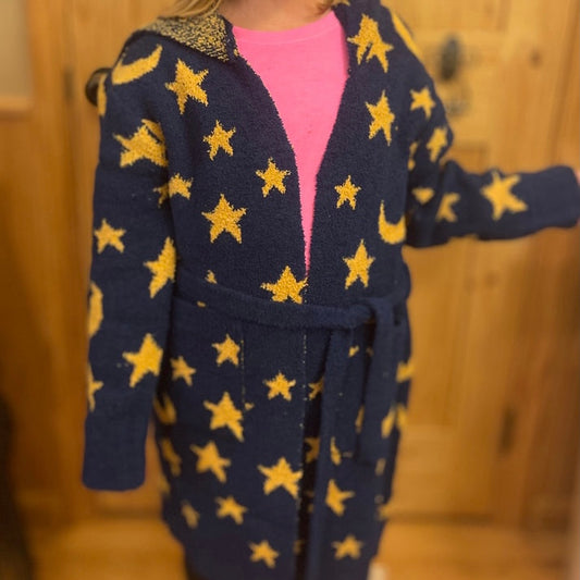 ComfyLuxe Kids Robe With Hood ~ Moon And Stars