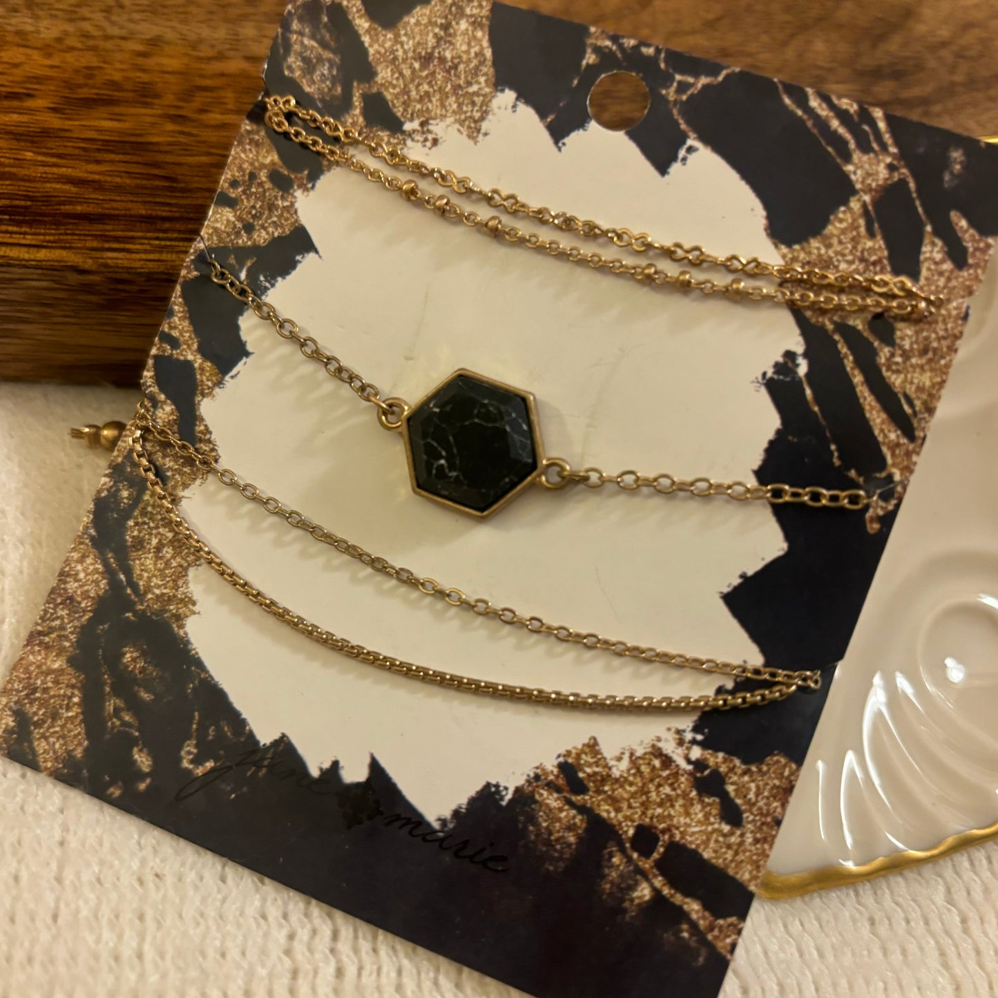 Jane Marie Black Marbled Bolo Bracelet