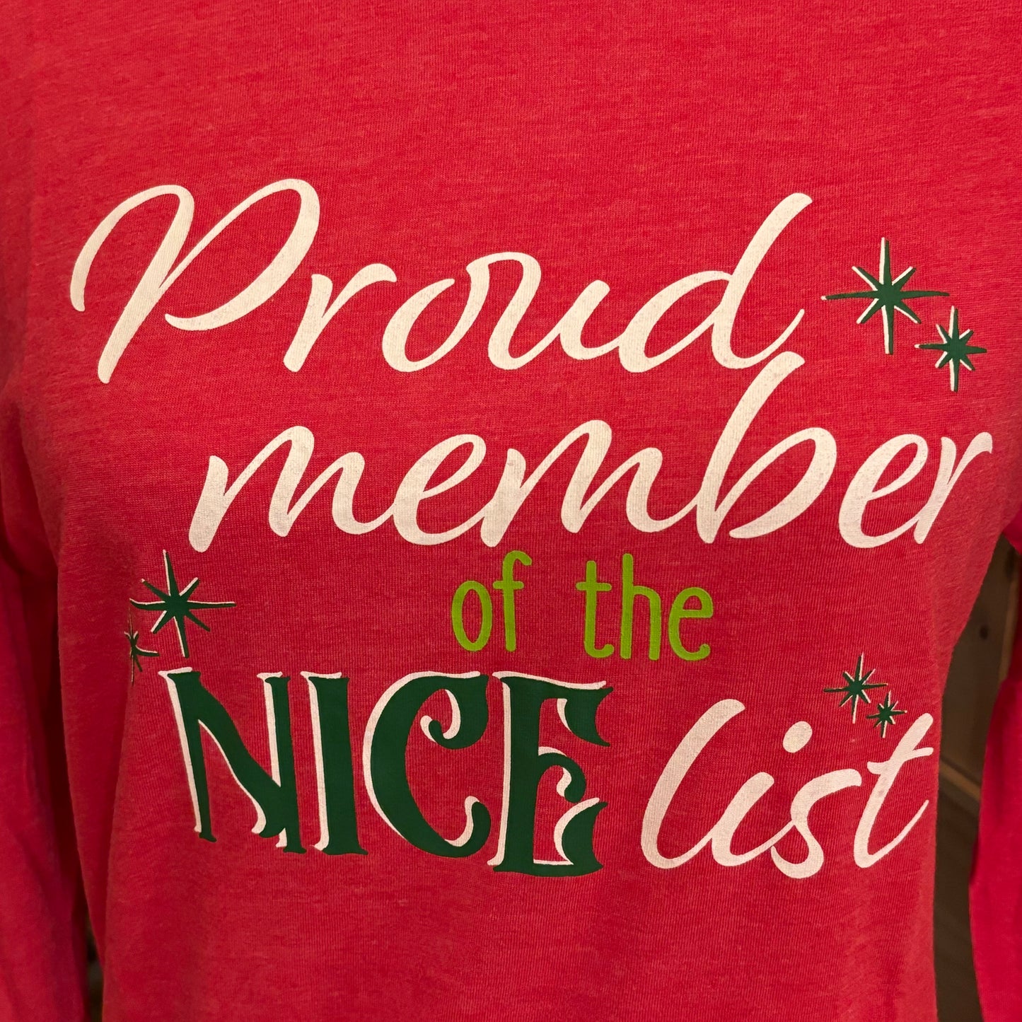 Nice List Long Sleeve Crew Neck T-Shirt Red/White