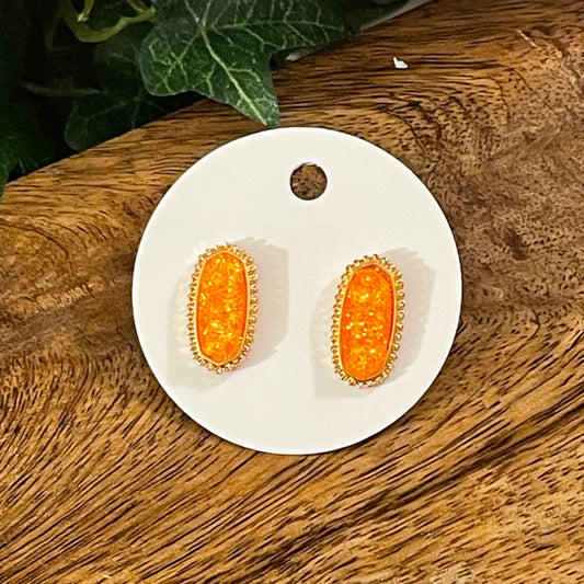 Iridescent Orange Post Back Earrings