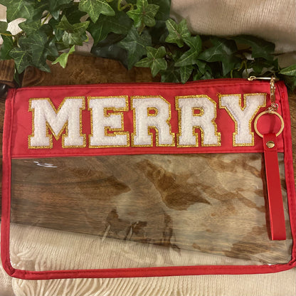 Christmas: Santa Stadium Bags Clear Clutch Wristlet Bag