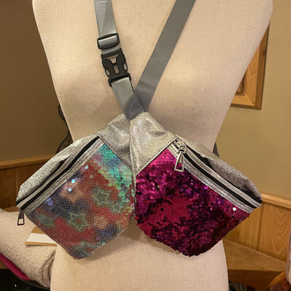 Mardi Gras: Metallic Faux Leather and Sequin Fanny Pack Sling Bag
