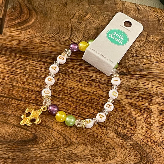 Mardi Gras Stretch Bracelet - “Mardi Gras” Tile