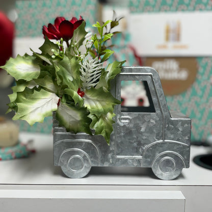 Tin Truck with Christmas Floral Arrangement