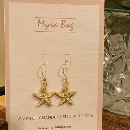 Myra Bag Gold Starfish Dangle Earrings