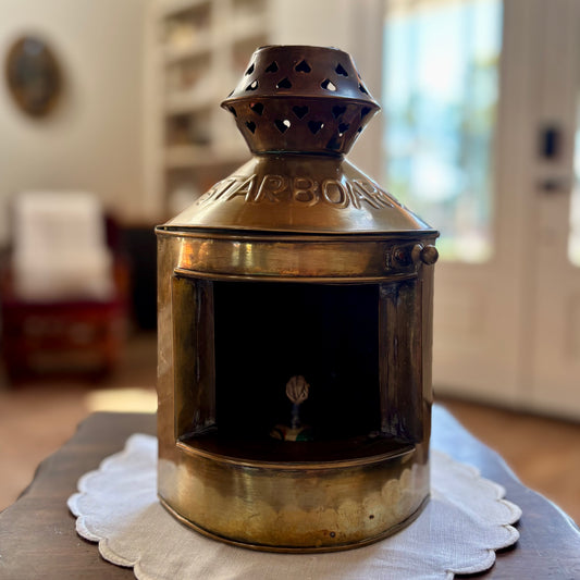 Vintage Brass Ship’s Lantern STARBOARD