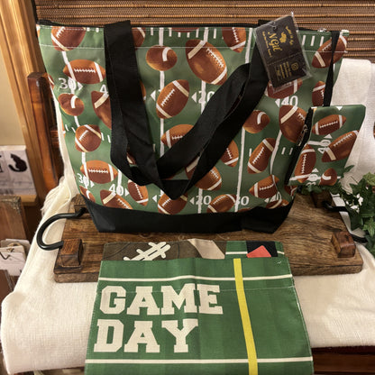 GameDay: Football Tote Bag With Attached Coin purse • Stadium Blanket • Garden Flag