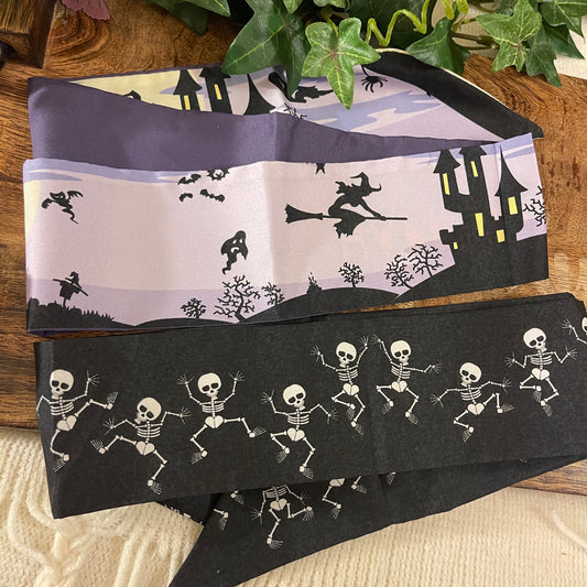 Halloween Hair Ribbons Witches or Skeleton