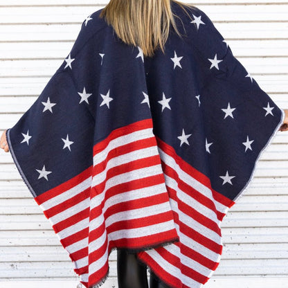 Be Clever American Flag Ruana • Navy