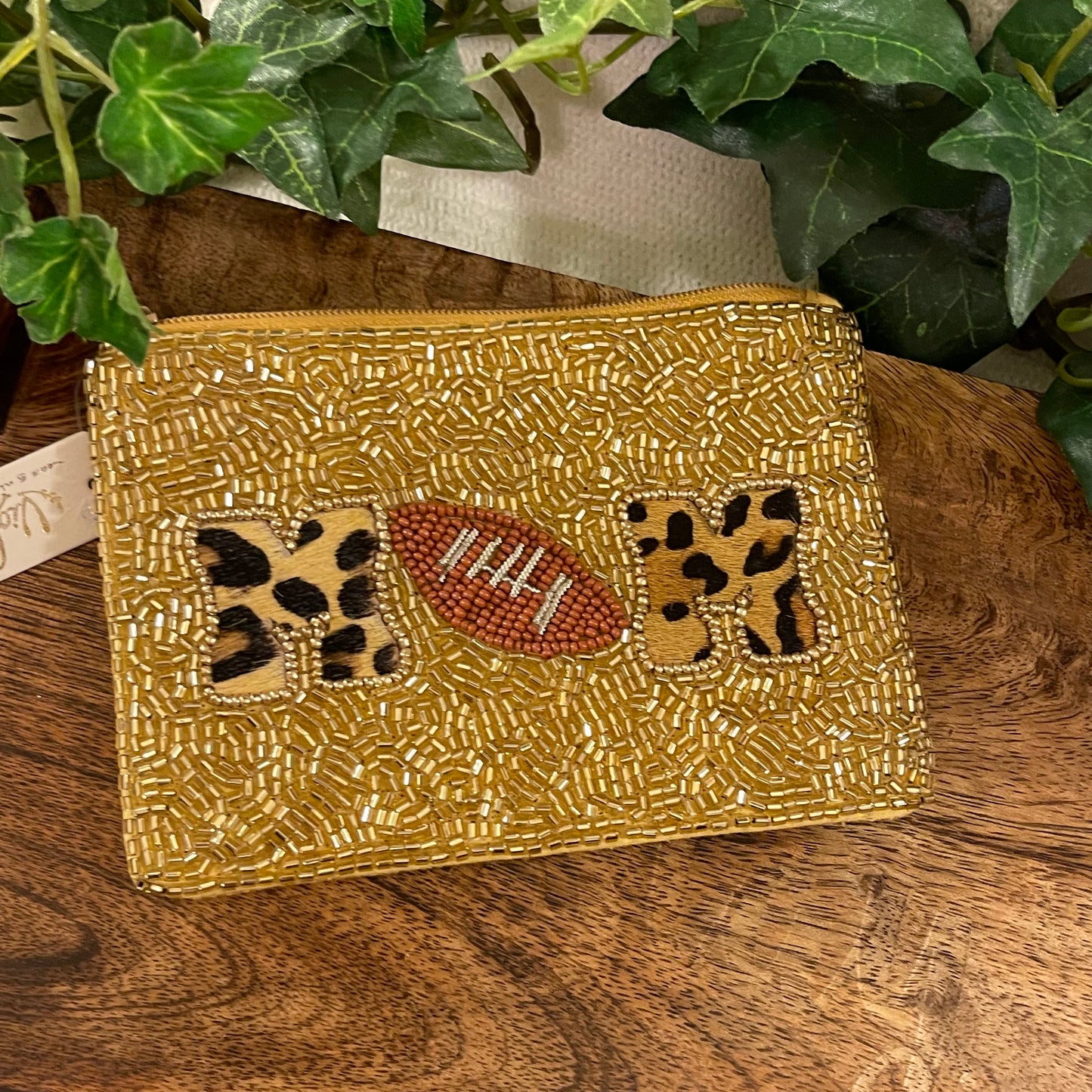 GameDay: Red Touchdown or Football Mom Zippered Seed Bead Pouch