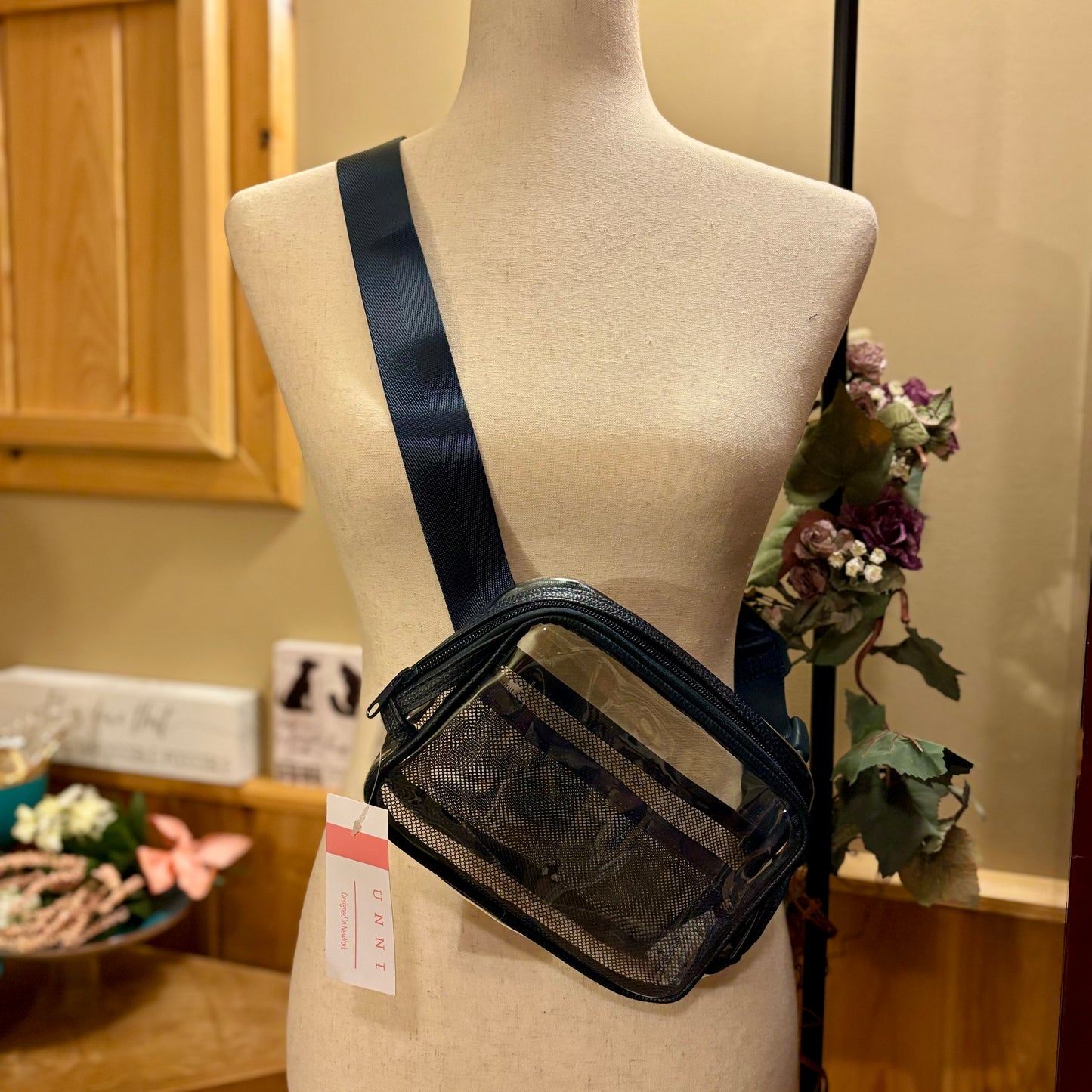 Stadium Bags: Clear With Navy Trim Clutch/Crossbody Bag