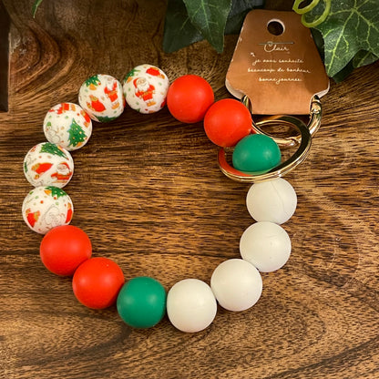 Christmas Chunky Silicone Bead Key Ring