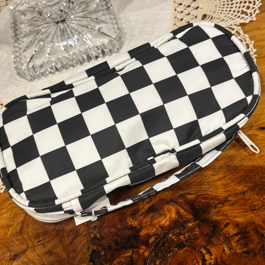 Cosmetic Bag • Black and White Checkered