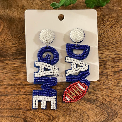 GameDay: Blue Touch Down • Game Day • Go Statement Seed Bead Post Style Earrings