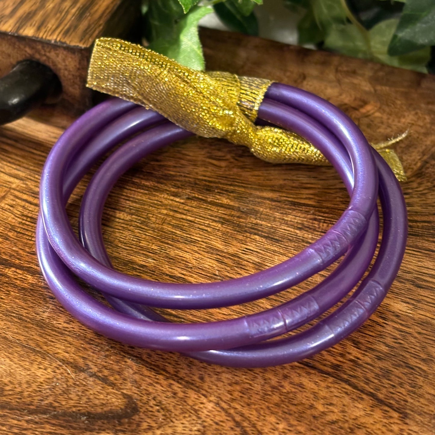 Jelly Bangle Bracelet Stacks Purple Matte Finish