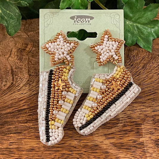 Gold Sneaker Statement Post Back Earrings