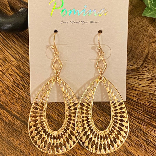 Gold Teardrop Dangle Earrings