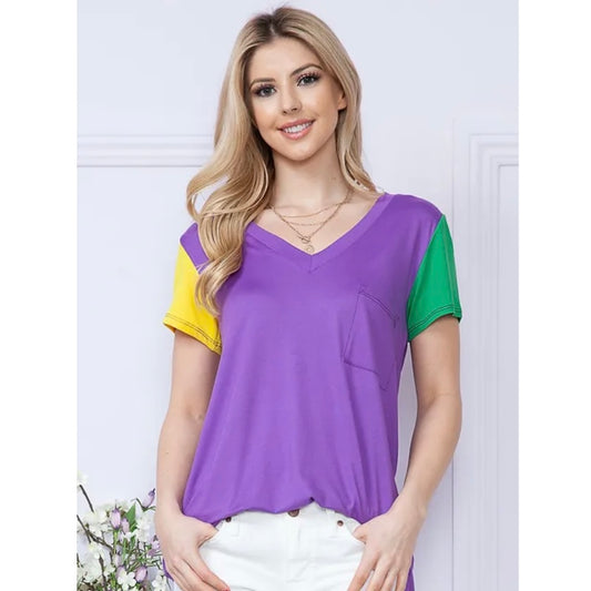 Mardi Gras Short Sleeve Top