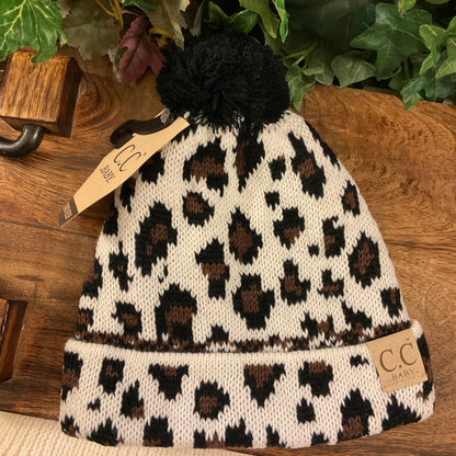 CC Baby Animal Print Pom Hat