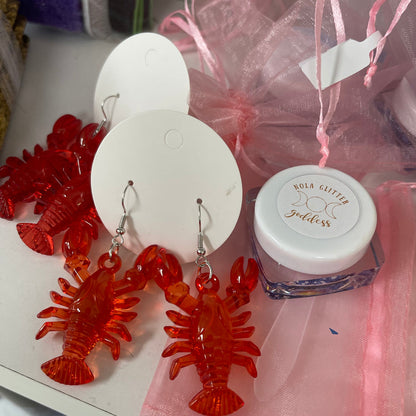 NOLA Crawfish Body Glitter • Earrings or Hair Claw Clip