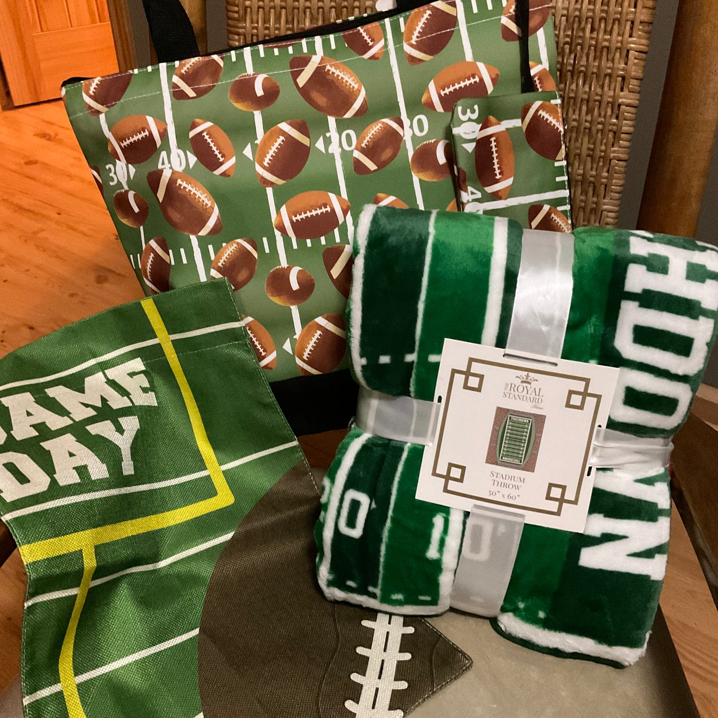 GameDay: Football Tote Bag With Attached Coin purse • Stadium Blanket • Garden Flag