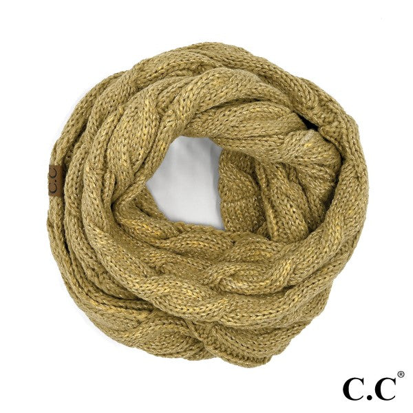 C.C® Cable Knit Infinity Scarf With Metallic Thread